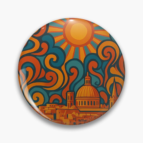 Item preview, Trippy Psychedelic Poster of Valletta | Neon Grand Harbour & Fortifications Skyline | Surreal Maltese Cityscape Art designed and sold by PaintedPixels01.