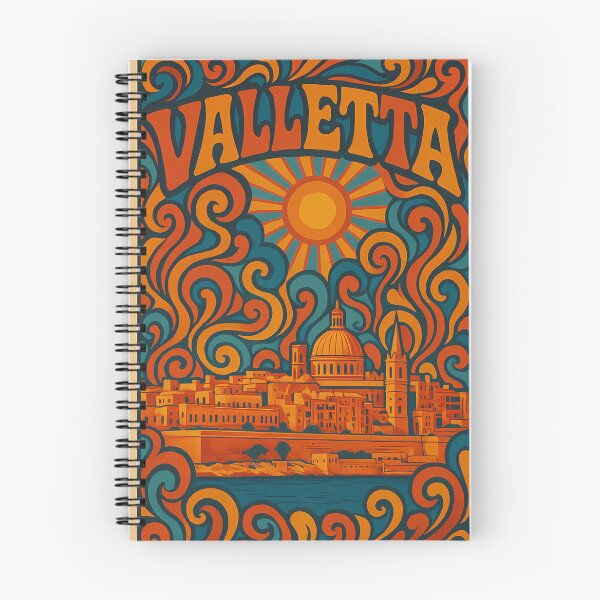 Item preview, Trippy Psychedelic Poster of Valletta | Neon Grand Harbour & Fortifications Skyline | Surreal Maltese Cityscape Art designed and sold by PaintedPixels01.