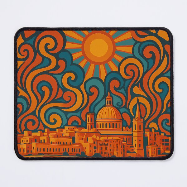 Item preview, Trippy Psychedelic Poster of Valletta | Neon Grand Harbour & Fortifications Skyline | Surreal Maltese Cityscape Art designed and sold by PaintedPixels01.