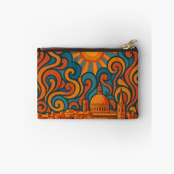 Item preview, Trippy Psychedelic Poster of Valletta | Neon Grand Harbour & Fortifications Skyline | Surreal Maltese Cityscape Art designed and sold by PaintedPixels01.