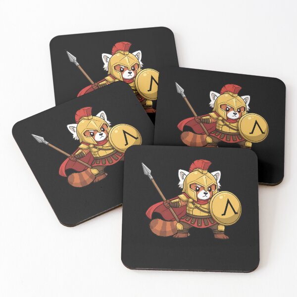 Item preview, Spartan Red Panda Warrior with Spear and Shield designed and sold by k3rstman1.