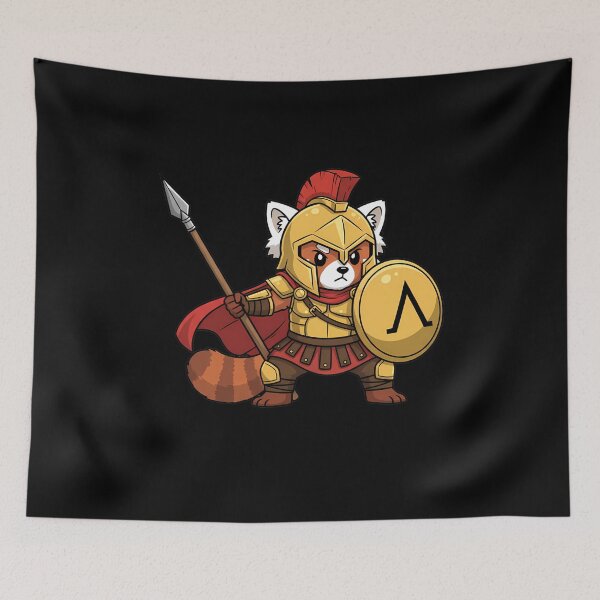 Item preview, Spartan Red Panda Warrior with Spear and Shield designed and sold by k3rstman1.