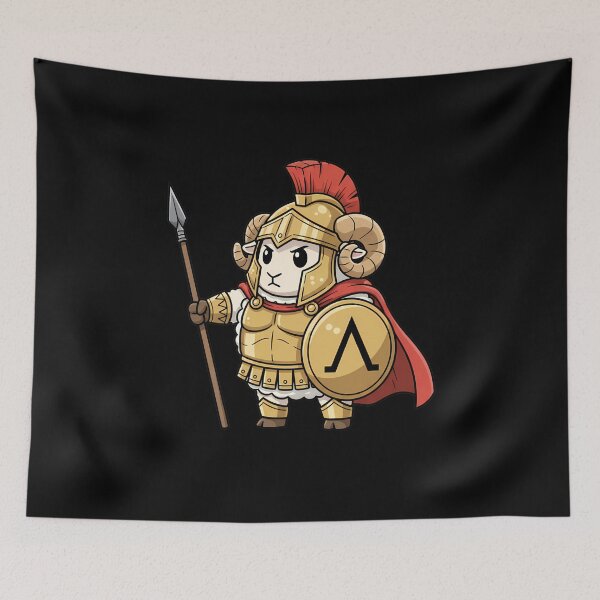 Item preview, Cute Spartan Sheep Warrior with Spear and Shield designed and sold by k3rstman1.