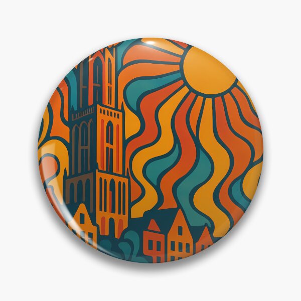 Item preview, Trippy Psychedelic Poster of Utrecht | Neon Dom Tower & Canals Skyline | Surreal Dutch Cityscape Art designed and sold by PaintedPixels01.