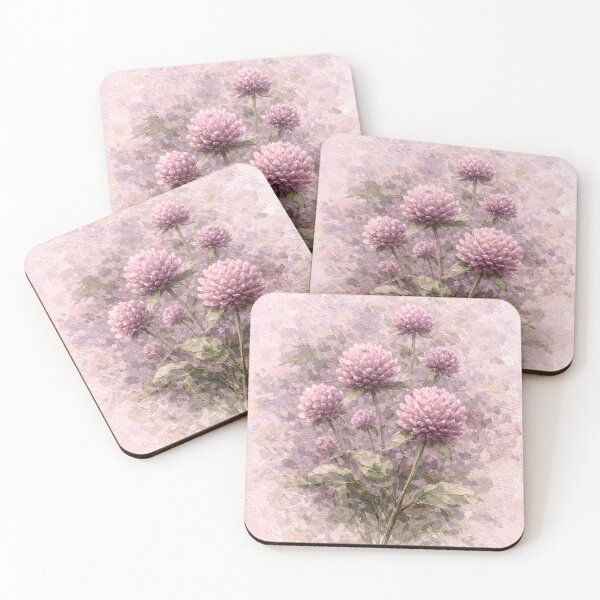 Item preview, Soft Pink Globe Amaranth - Elegant Impasto Floral Oil Painting designed and sold by ChubbyGoong.
