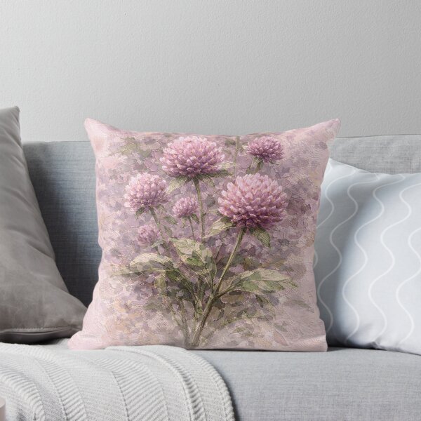 Item preview, Soft Pink Globe Amaranth - Elegant Impasto Floral Oil Painting designed and sold by ChubbyGoong.