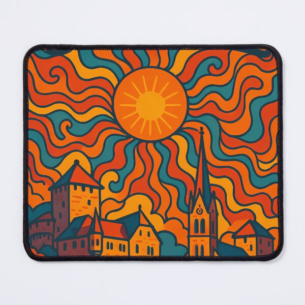 Item preview, Trippy Psychedelic Poster of Vaduz | Neon Castle & Alpine Skyline | Surreal Liechtenstein Cityscape Art designed and sold by PaintedPixels01.
