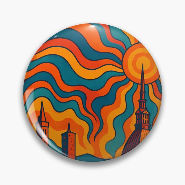 Item preview, Trippy Psychedelic Poster of Turin | Neon Mole Antonelliana & Po River Skyline | Surreal Italian Cityscape Art designed and sold by PaintedPixels01.
