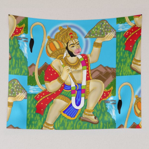 Item preview, Lord Hanuman Devotional Artwork – Powerful Hindu God Illustration designed and sold by Harshit_Digital_Arts.