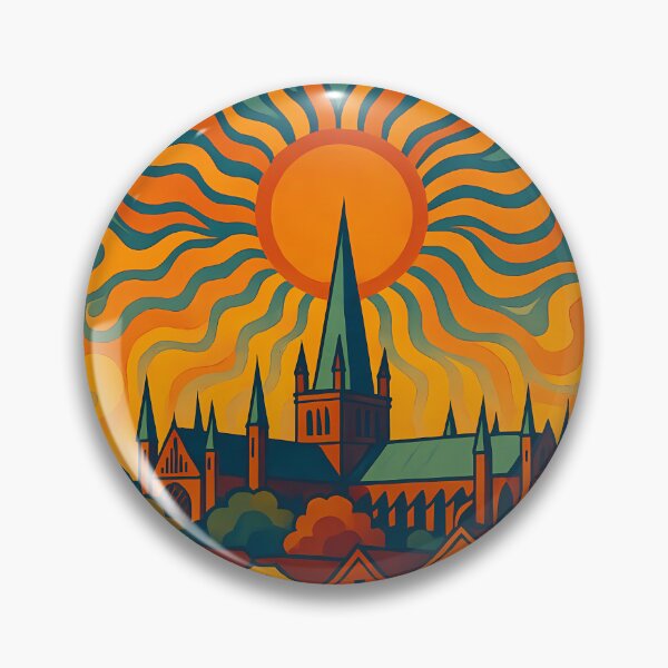 Item preview, Trippy Psychedelic Poster of Trondheim | Neon Nidaros Cathedral & River Skyline | Surreal Norwegian Cityscape Art designed and sold by PaintedPixels01.