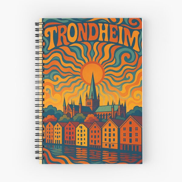 Item preview, Trippy Psychedelic Poster of Trondheim | Neon Nidaros Cathedral & River Skyline | Surreal Norwegian Cityscape Art designed and sold by PaintedPixels01.