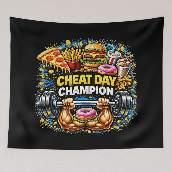 Item preview, Cheat Day Champion Gym Humor Food Fitness Design designed and sold by Wolf Garage.
