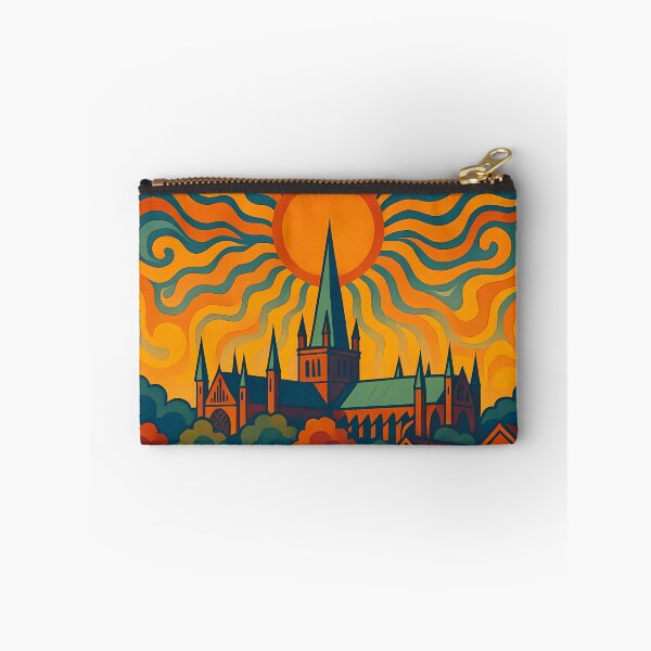 Item preview, Trippy Psychedelic Poster of Trondheim | Neon Nidaros Cathedral & River Skyline | Surreal Norwegian Cityscape Art designed and sold by PaintedPixels01.