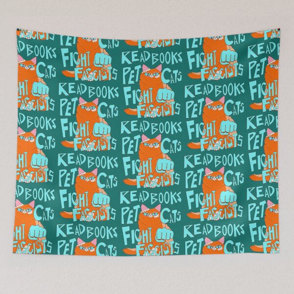 Item preview, read books pet cats fight fascists orange ginger cat designed and sold by crestfallenmermaid.