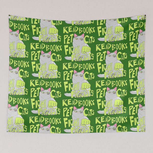 Item preview, read books pet cats fight fascists grey cat designed and sold by crestfallenmermaid.