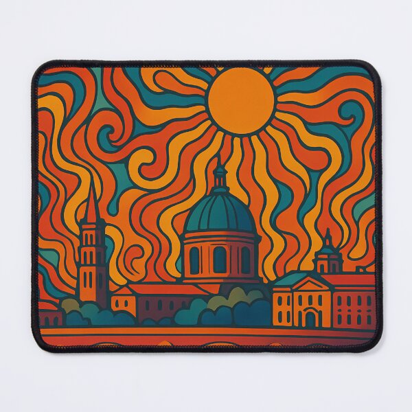 Item preview, Trippy Psychedelic Poster of Toulouse | Neon Capitole & Garonne River Skyline | Surreal French Cityscape Art designed and sold by PaintedPixels01.