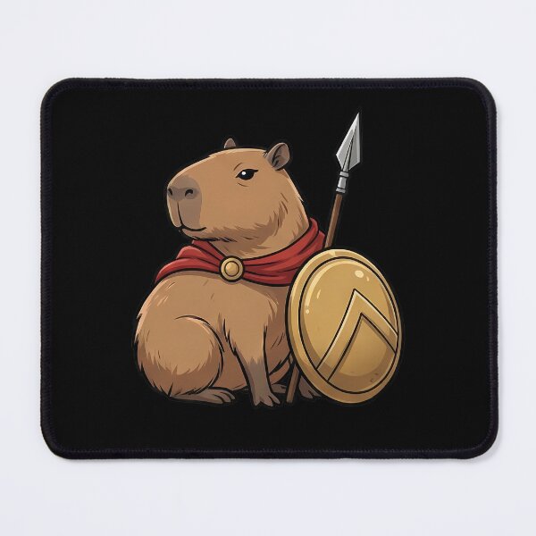 Item preview, Spartan Capybara Warrior with Spear and Shield designed and sold by k3rstman1.