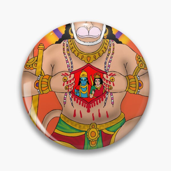 Item preview, Lord Hanuman Devotional Artwork – Powerful Hindu God Illustration designed and sold by Harshit_Digital_Arts.
