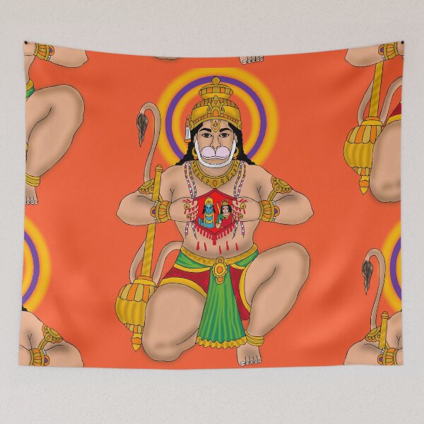 Item preview, Lord Hanuman Devotional Artwork – Powerful Hindu God Illustration designed and sold by Harshit_Digital_Arts.