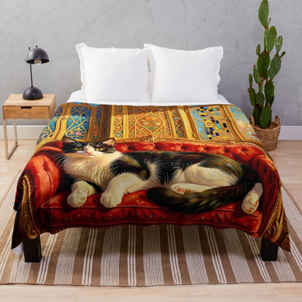 Item preview, Klimt Cat on Red Couch designed and sold by Vicky Brago-Mitchell®.