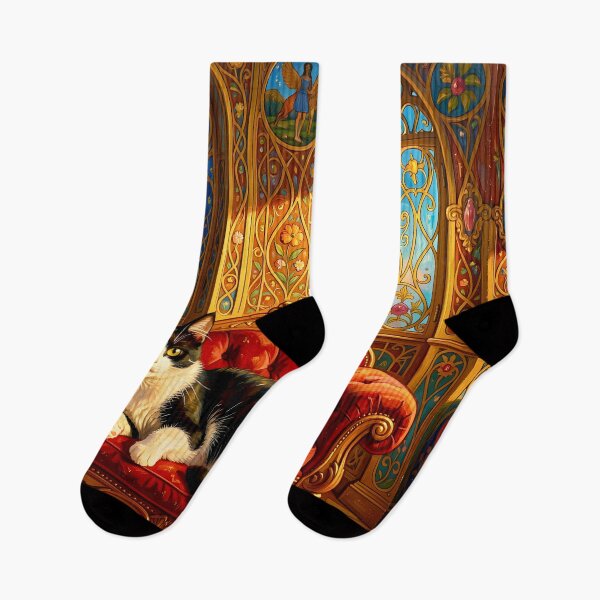 Item preview, Klimt Cat on Red Couch designed and sold by Vicky Brago-Mitchell®.