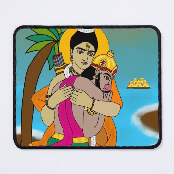 Item preview, Sacred Rama & Hanuman Illustration – Mythological Hindu Divine Art designed and sold by Harshit_Digital_Arts.