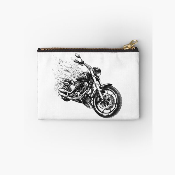 Item preview, Flaming Chopper Motorcycle – Biker Hot Rod Flame Art (Black & White) designed and sold by inkoutninja.