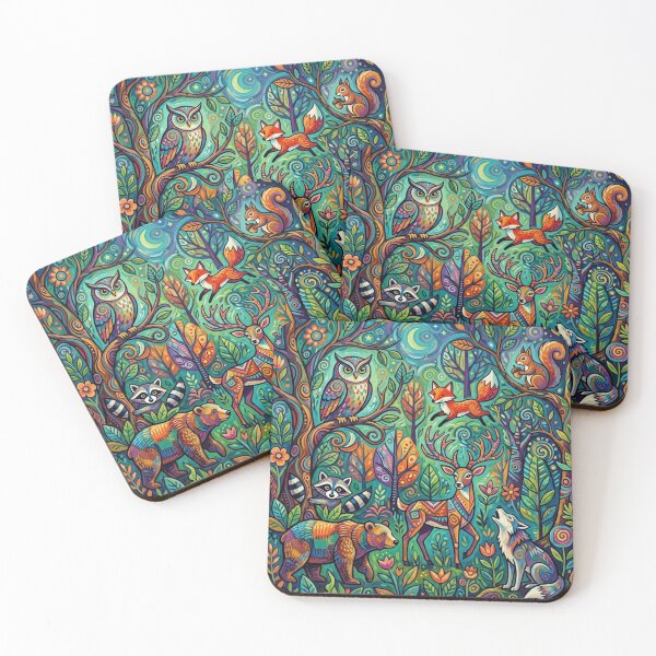 Item preview, Animals in the Forest at Night designed and sold by HeyyItsNikki.