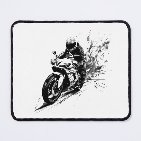 Item preview, Sportbike Rider Speed Splash – Racing Motorcycle Action (Black & White) designed and sold by inkoutninja.