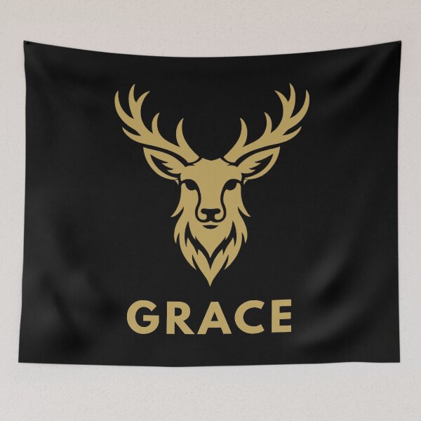 Item preview, Grace Deer Stag Head Minimalist Gold Deer Symbol Christian Virtue Animal Design designed and sold by Pillar8.
