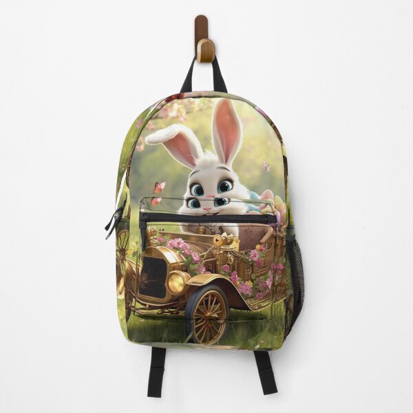 Item preview, Joyful Easter Bunny Driving Vintage Car in Spring Meadow designed and sold by PixelVibe782.