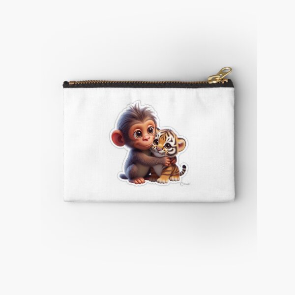 Item preview, Cute Monkey Hugging Tiger Cub – Adorable Baby Animal Sticker designed and sold by Punjabink.