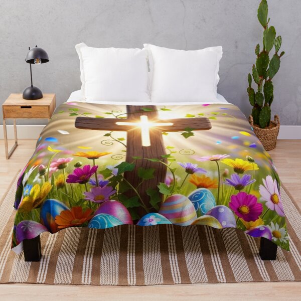 Item preview, Radiant Easter Cross in Spring Meadow designed and sold by PixelVibe782.