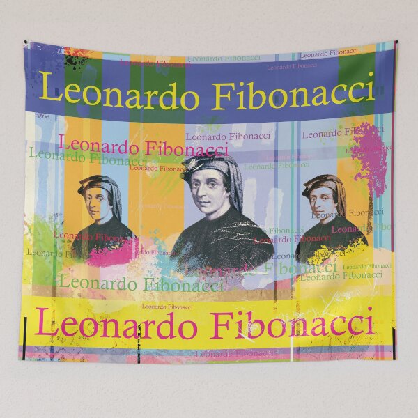Item preview, Leonardo Fibonacci, mathematician, portrait, collage, Pop Art designed and sold by Mauswohn.