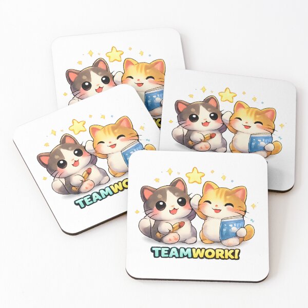 Item preview, Kawaii Cute Teamwork Cat designed and sold by VictorySticker.
