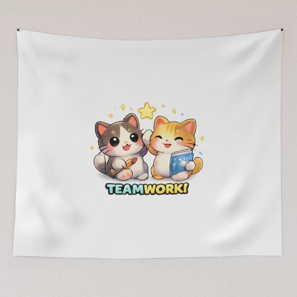 Item preview, Kawaii Cute Teamwork Cat designed and sold by VictorySticker.