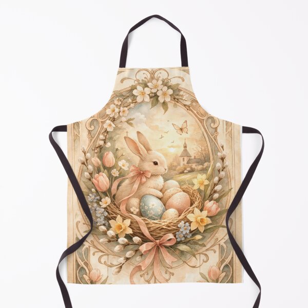 Item preview, Vintage Art Nouveau Easter Bunny with Pastel Eggs and Spring Flowers designed and sold by InNyutLab.