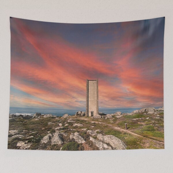 Item preview, Finisterre Tower at the end of the Camino de Santiago, sunset designed and sold by Mauswohn.