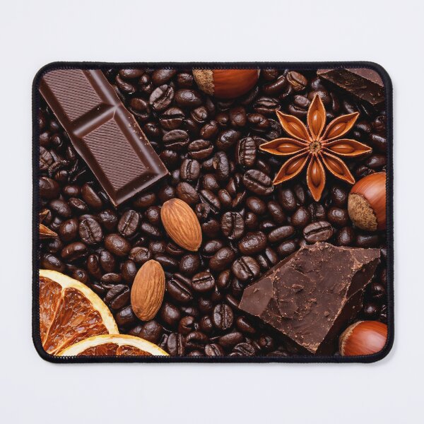 Item preview, Coffee Beans and Dark Chocolate Pattern – Gourmet Mocha Dessert Kitchen Art designed and sold by Kaleidoscope Print.