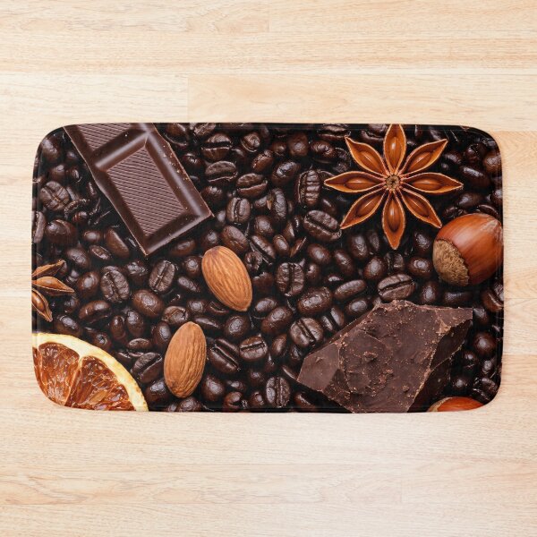 Item preview, Coffee Beans and Dark Chocolate Pattern – Gourmet Mocha Dessert Kitchen Art designed and sold by Kaleidoscope Print.