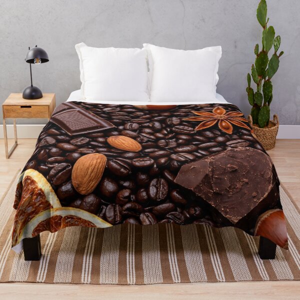 Item preview, Coffee Beans and Dark Chocolate Pattern – Gourmet Mocha Dessert Kitchen Art designed and sold by Kaleidoscope Print.