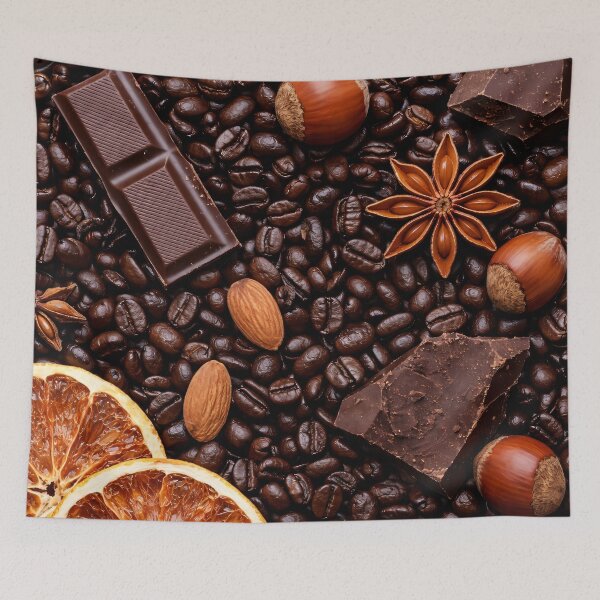 Item preview, Coffee Beans and Dark Chocolate Pattern – Gourmet Mocha Dessert Kitchen Art designed and sold by Kaleidoscope Print.