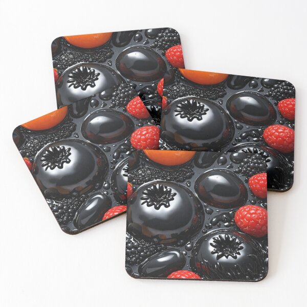 Item preview, Blackcurrant and Raspberry Pattern – Dark Glossy Berry Art for Kitchen Decor designed and sold by Kaleidoscope Print.