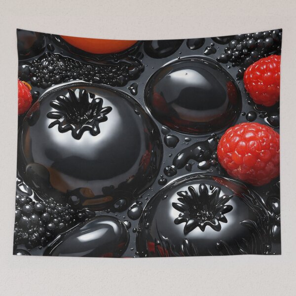 Item preview, Blackcurrant and Raspberry Pattern – Dark Glossy Berry Art for Kitchen Decor designed and sold by Kaleidoscope Print.