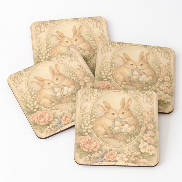 Item preview, Vintage Easter Greetings – Art Nouveau Bunny Illustration designed and sold by InNyutLab.