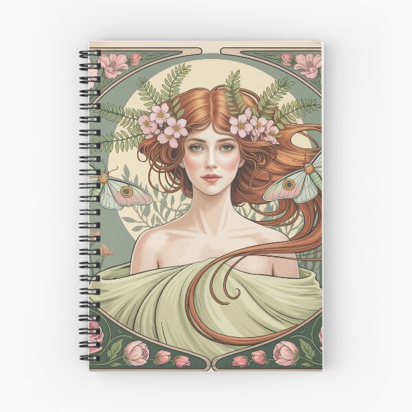 Item preview, Art Nouveau Spring Allegory Poster | Mucha Style Luna Moth Woman Wall Art designed and sold by Tamas Das.