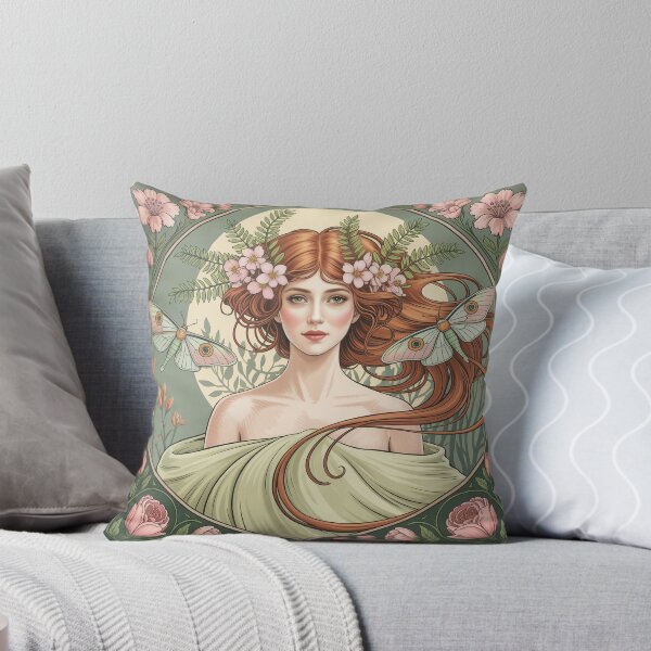 Item preview, Art Nouveau Spring Allegory Poster | Mucha Style Luna Moth Woman Wall Art designed and sold by Tamas Das.