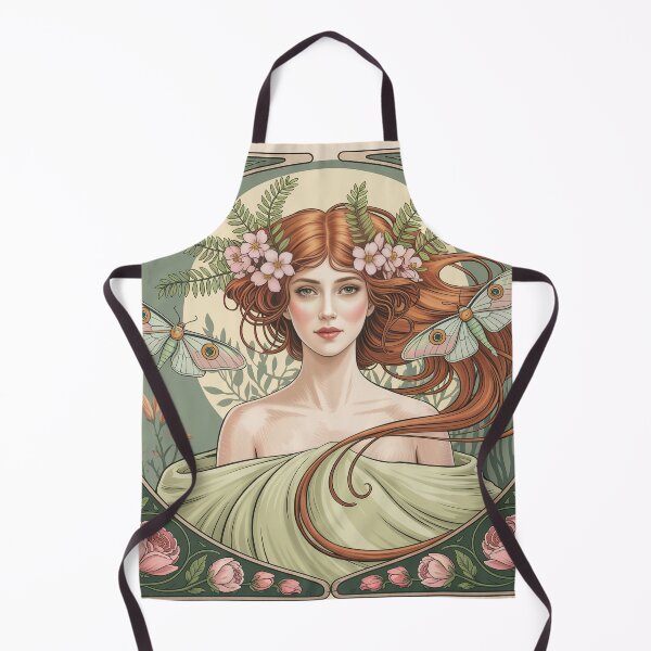 Item preview, Art Nouveau Spring Allegory Poster | Mucha Style Luna Moth Woman Wall Art designed and sold by Tamas Das.