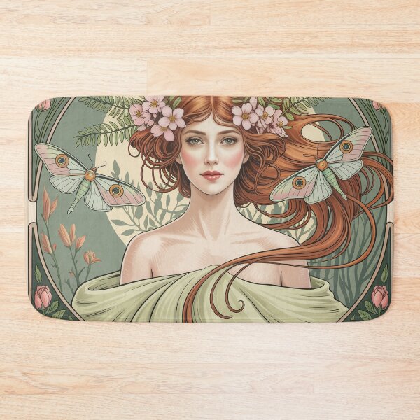 Item preview, Art Nouveau Spring Allegory Poster | Mucha Style Luna Moth Woman Wall Art designed and sold by Tamas Das.
