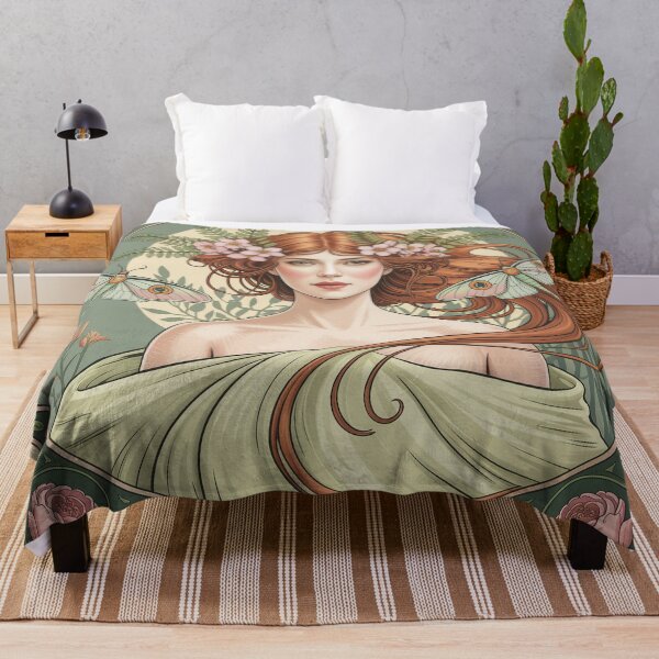 Item preview, Art Nouveau Spring Allegory Poster | Mucha Style Luna Moth Woman Wall Art designed and sold by Tamas Das.